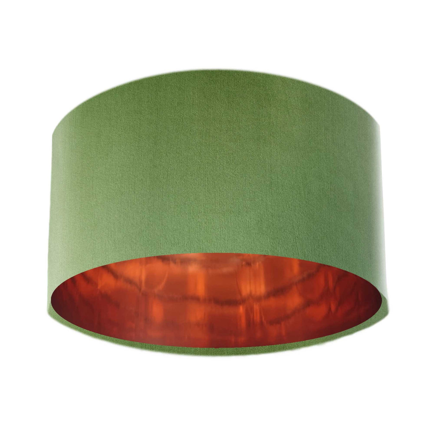 Olive Green Velvet Lampshade with Mirror Copper Lining