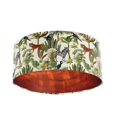 Cream Jungle Wildlife Light Shade with Mirror Copper Lining