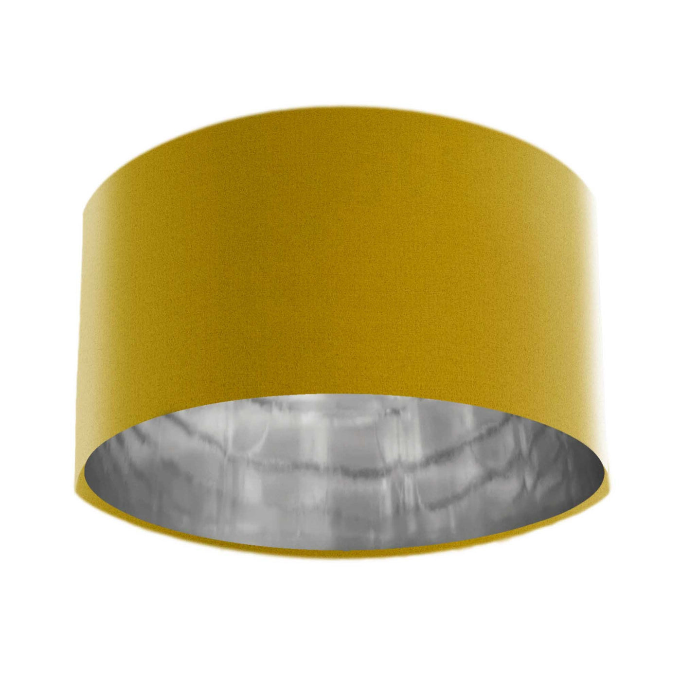 Mustard Yellow Velvet Lampshade with Mirror Silver Lining