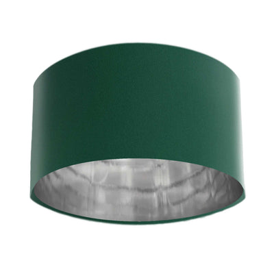 Bottle Green Velvet Lampshade with Mirror Silver Lining