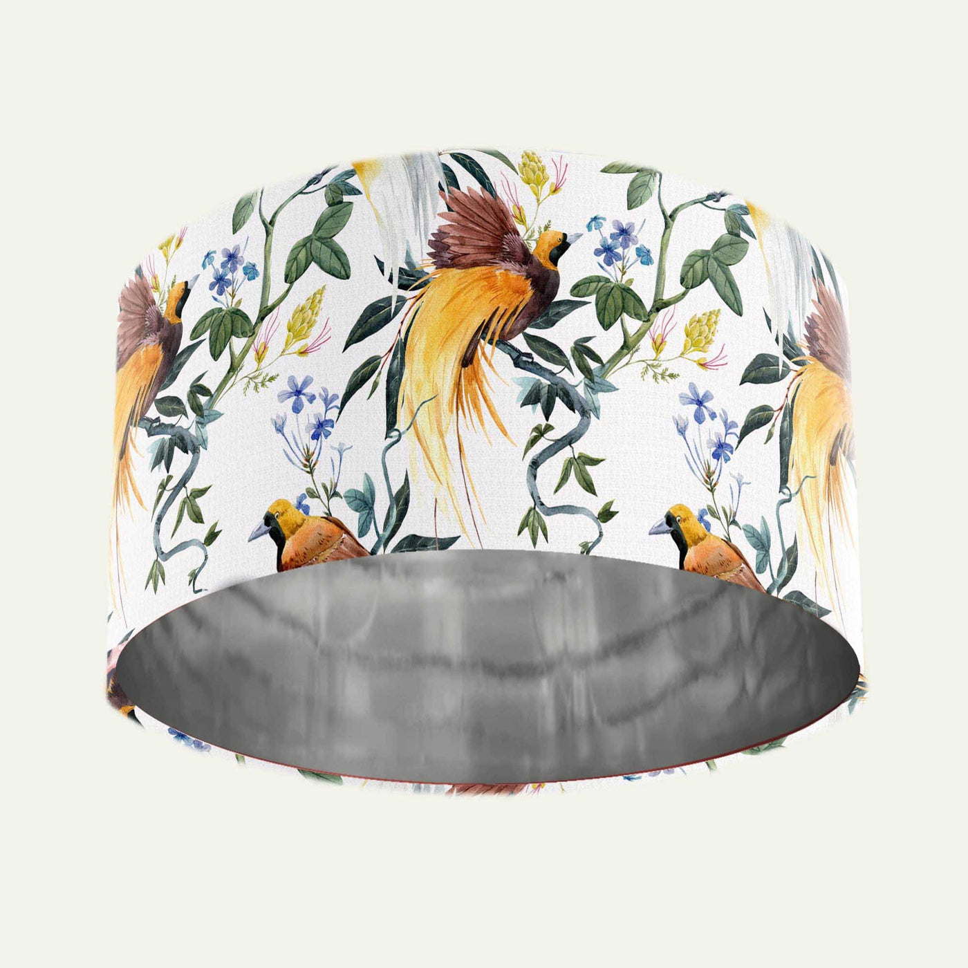 Tropical Birds Lampshade with Mirror Silver Lining