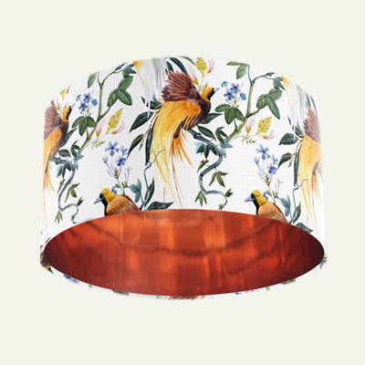 Tropical Birds Lampshade with Mirror Copper Lining