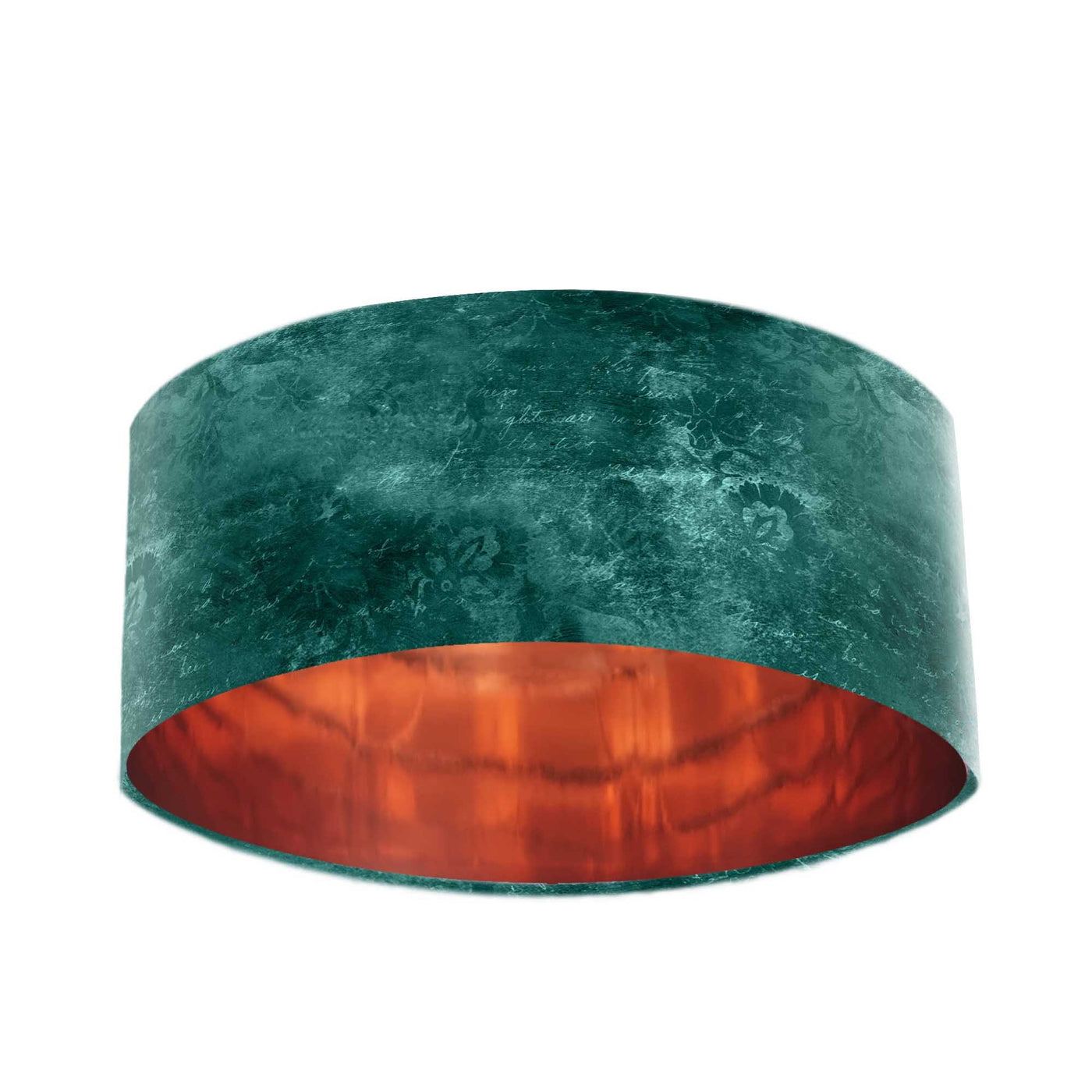 Distressed Green Velvet Lampshade with Mirror Copper Lining