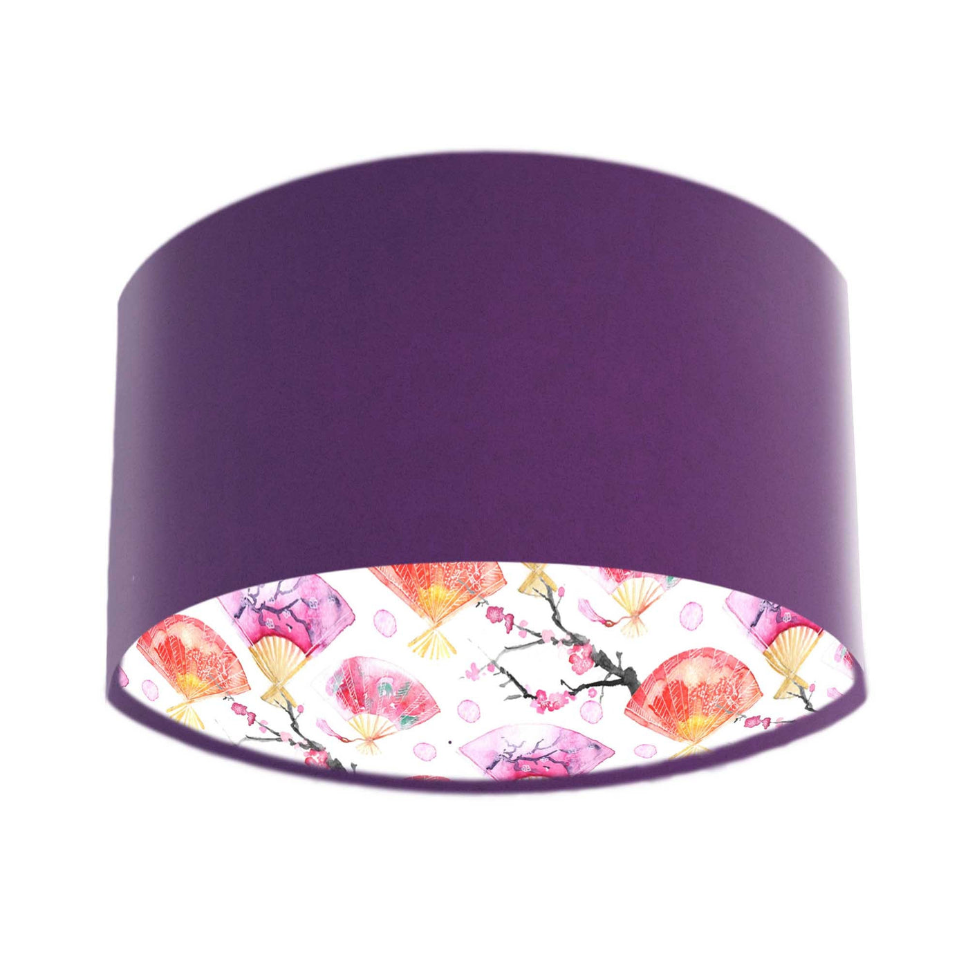 Japanese Fan and Cherry Blossoms Lampshade in Amethyst Velvet