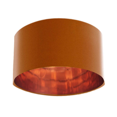 Terracotta Velvet Lamp Shade with Mirror Copper Lining