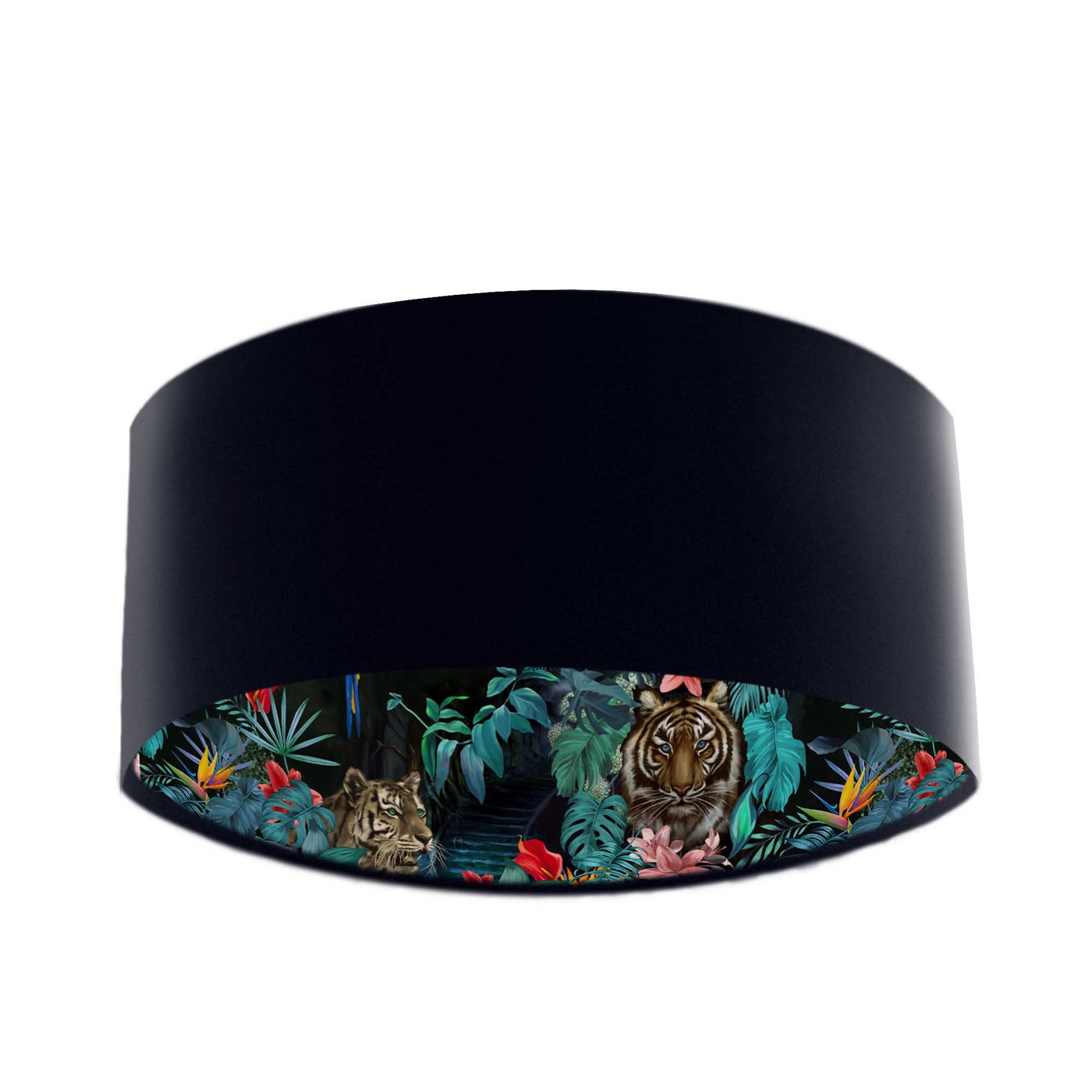 Junglesque Lampshade in Navy Blue Cotton