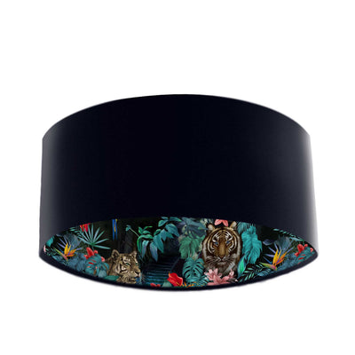 Junglesque Lampshade in Navy Blue Cotton