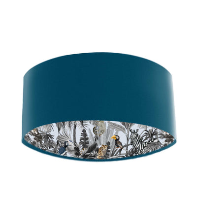 Grey Rainforest Lampshade in Teal Blue