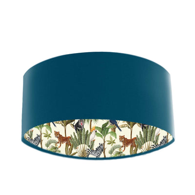 Cream Jungle Wildlife Light Shade In Teal Blue